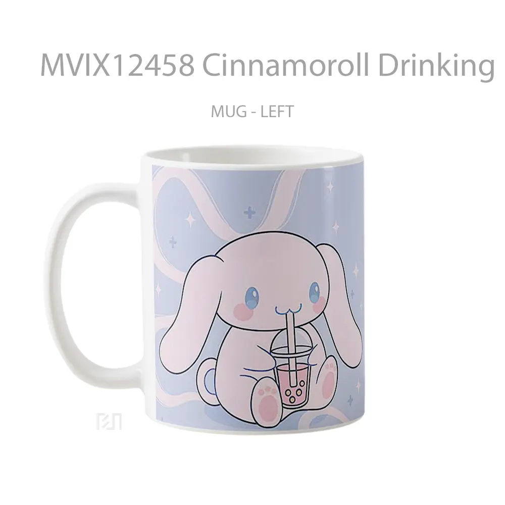 Mug Cinnamoroll Drinking Boba Kawaii Hadiah Lucu dan Menarik - All-side / Desain