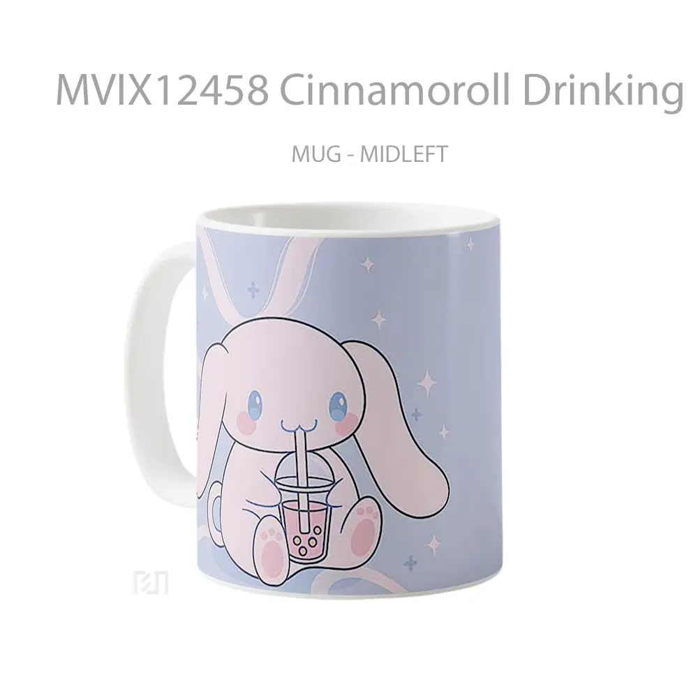 Mug Cinnamoroll Drinking Boba Kawaii Hadiah Lucu dan Menarik - All-side / Desain