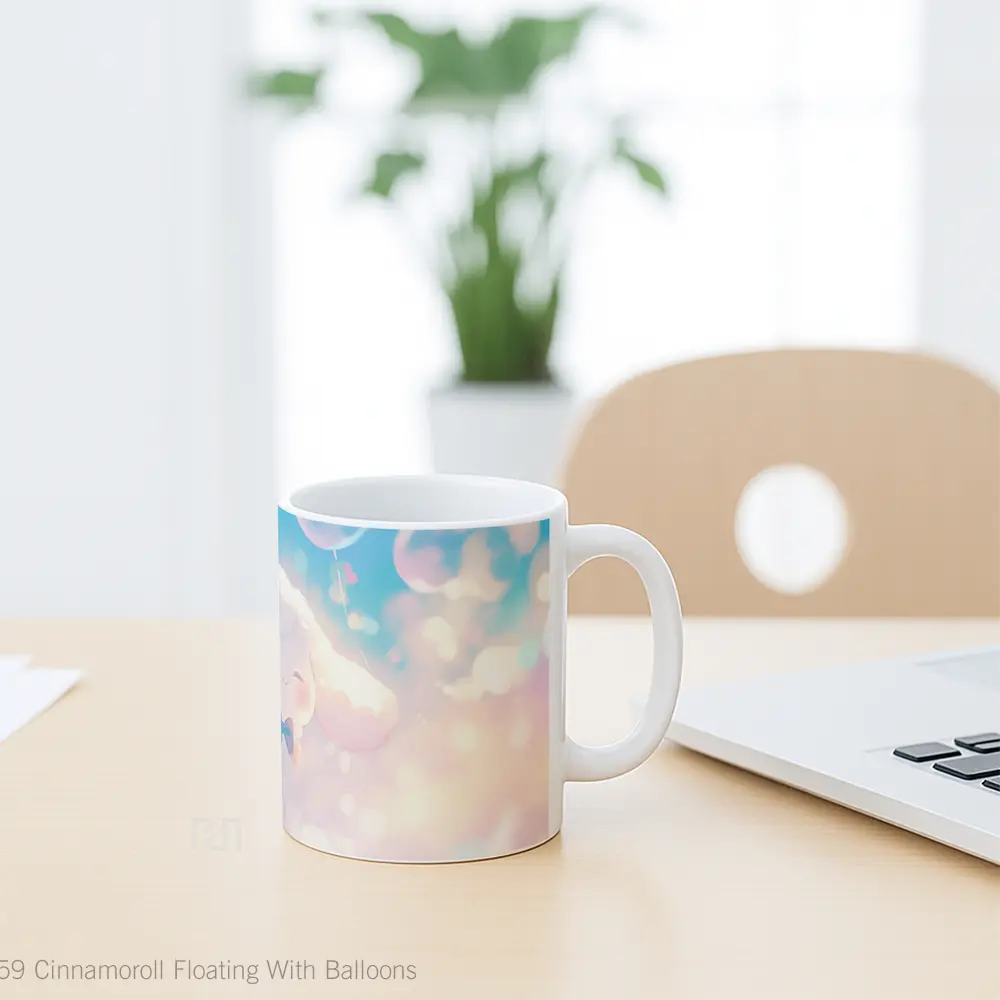 Mug Cinnamoroll Floating With Balloons Gelas Keramik Desain Unik - All-side / Desain