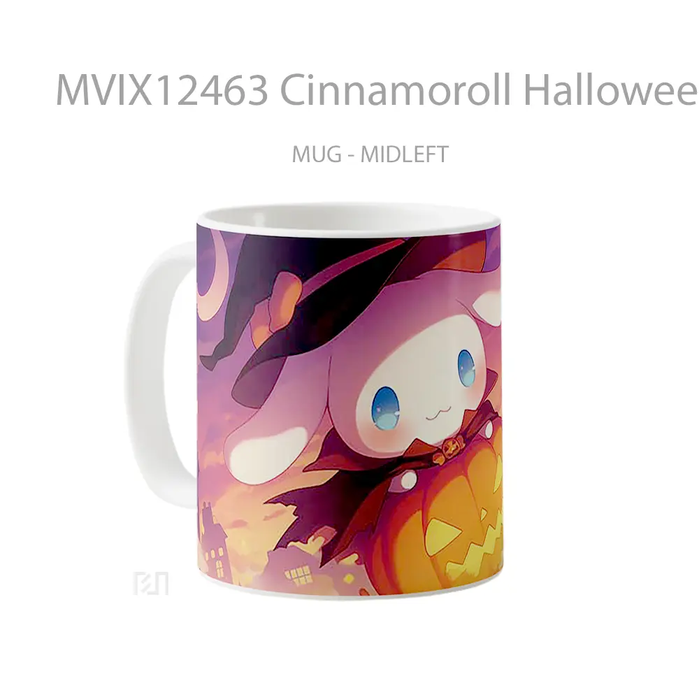 Mug Cinnamoroll Halloween Pumpkin Party Gelas Keramik Desain Unik - All-side / Desain