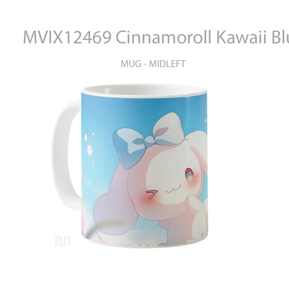 Mug Cinnamoroll Kawaii Blue Bow Spring Hadiah Lucu dan Menarik - All-side / Desain