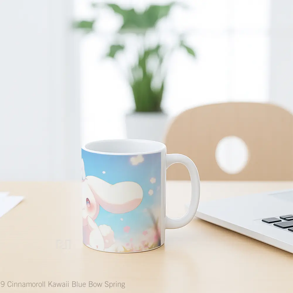 Mug Cinnamoroll Kawaii Blue Bow Spring Hadiah Lucu dan Menarik - All-side / Desain