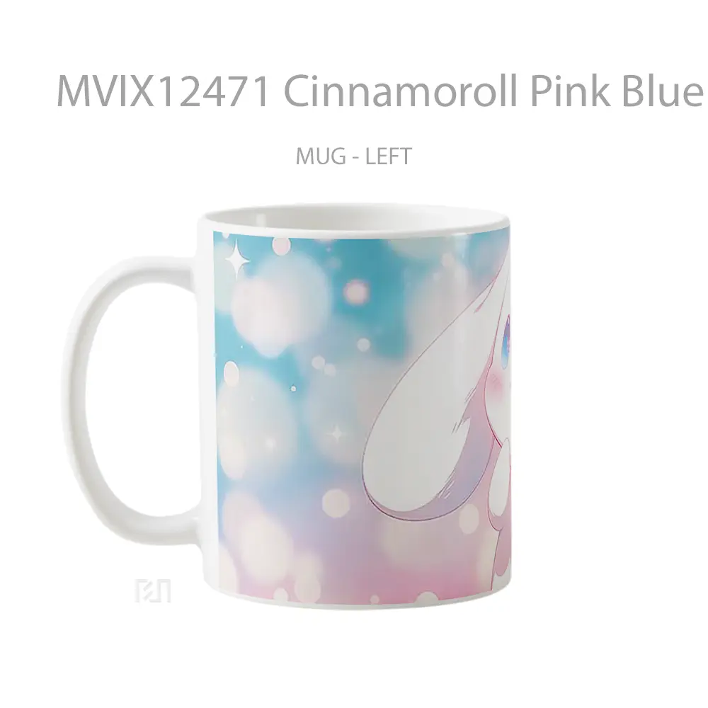 Mug Cinnamoroll Pink Blue Cute Background Gelas Keramik Desain Unik - All-side / Desain