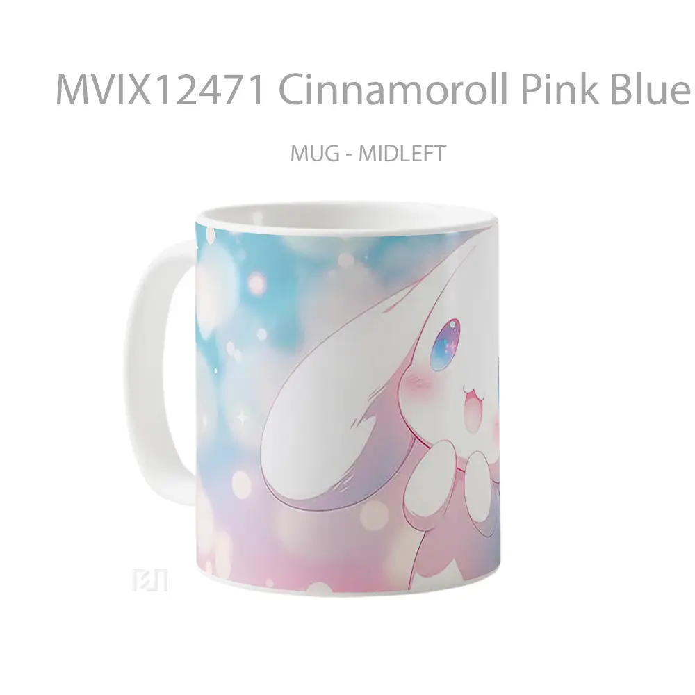 Mug Cinnamoroll Pink Blue Cute Background Gelas Keramik Desain Unik - All-side / Desain