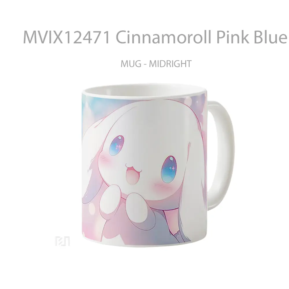 Mug Cinnamoroll Pink Blue Cute Background Gelas Keramik Desain Unik - All-side / Desain