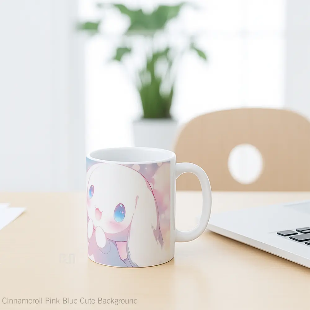 Mug Cinnamoroll Pink Blue Cute Background Gelas Keramik Desain Unik - All-side / Desain
