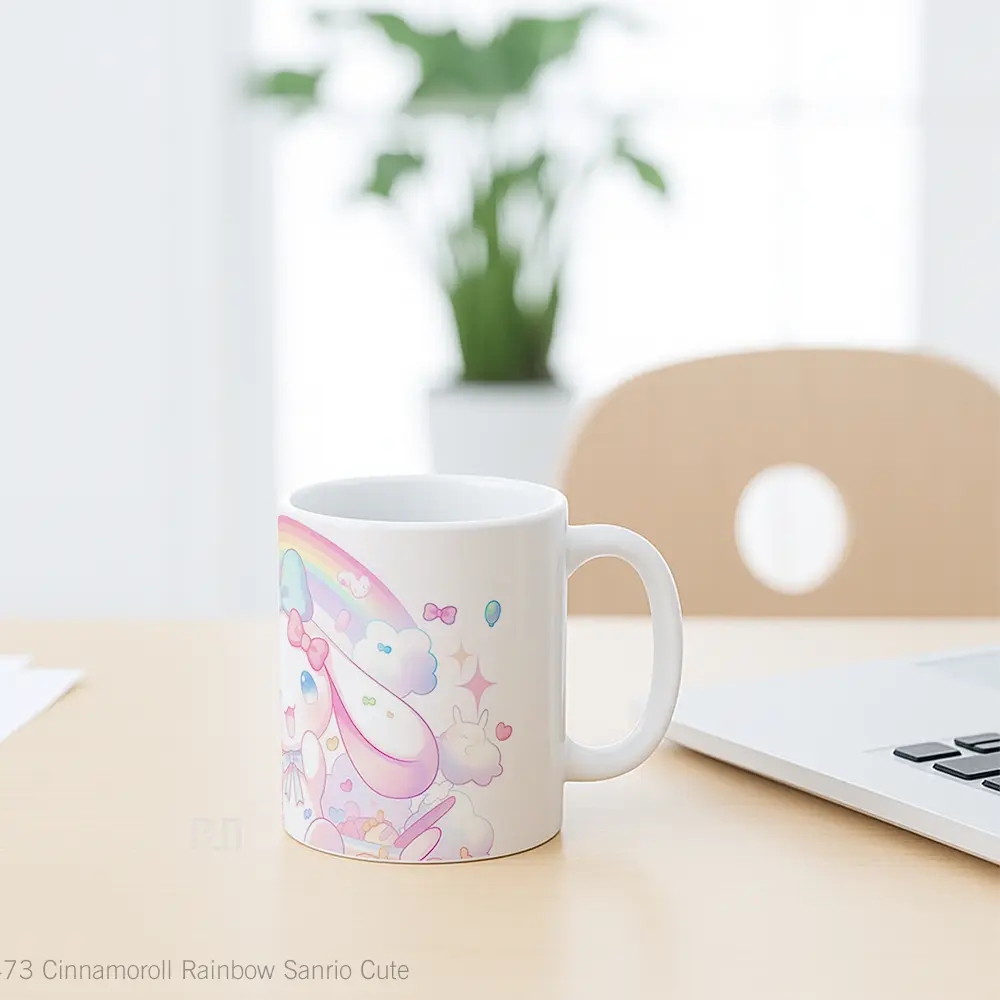Mug Cinnamoroll Rainbow Sanrio Cute Gelas Keramik Desain Unik - All-side / Desain
