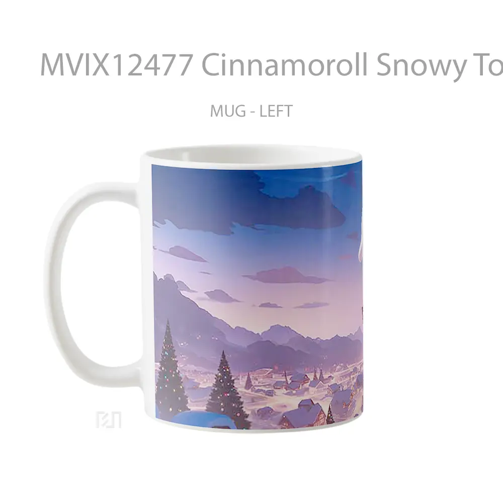 Mug Cinnamoroll Snowy Town Sleigh Christmas Scene Hadiah Lucu dan Menarik - All-side / Desain