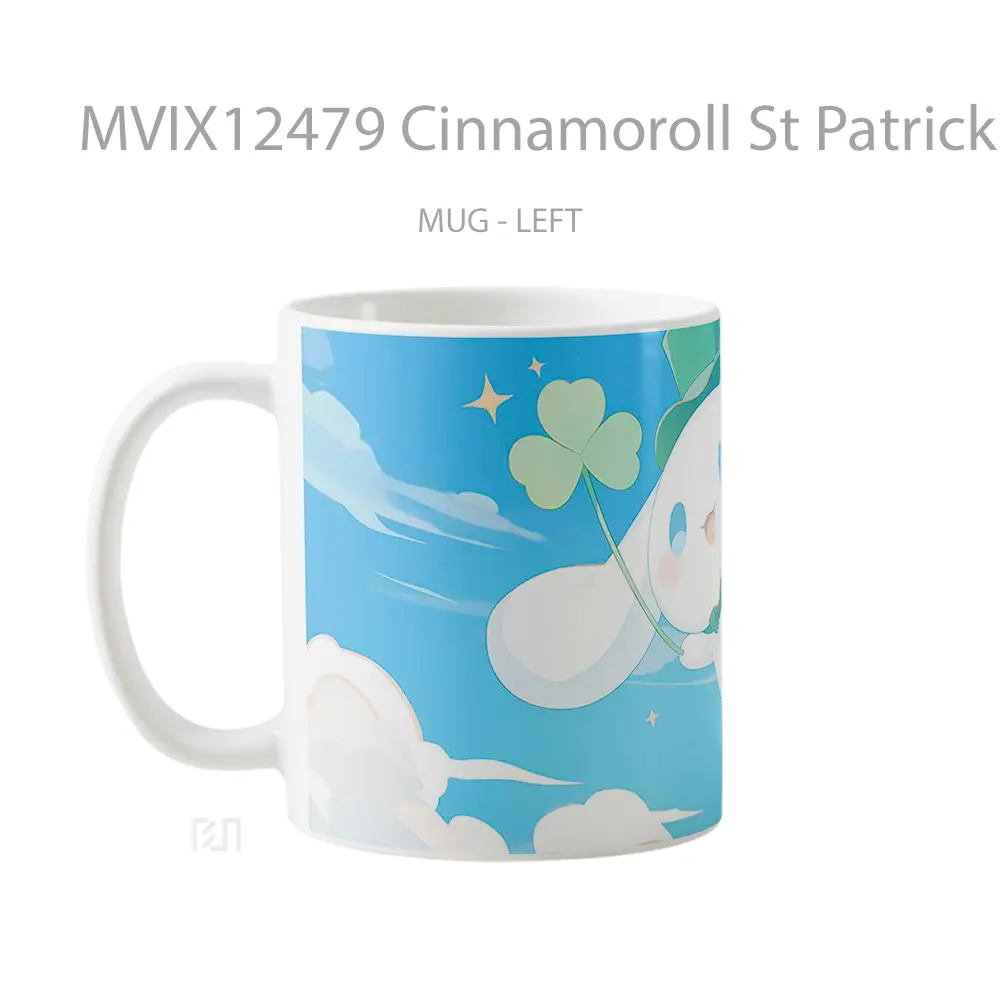 Mug Cinnamoroll St Patricks Hat Cute Clouds Gelas Keramik Desain Unik - All-side / Desain