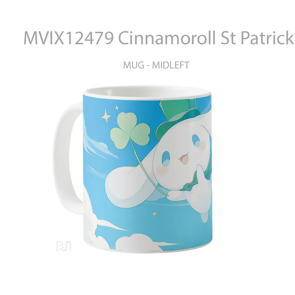Mug Cinnamoroll St Patricks Hat Cute Clouds Gelas Keramik Desain Unik - All-side / Desain