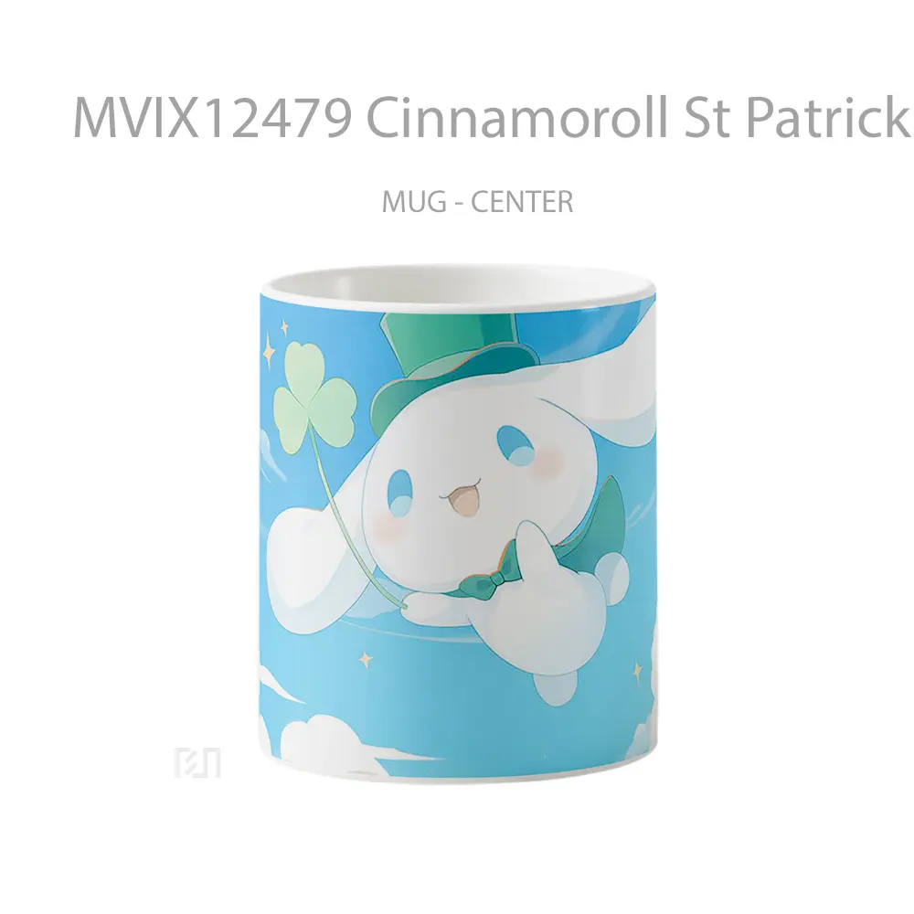 Mug Cinnamoroll St Patricks Hat Cute Clouds Gelas Keramik Desain Unik