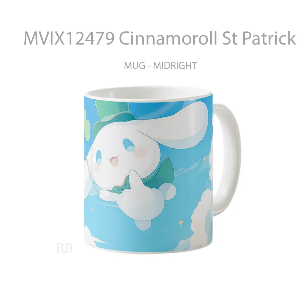 Mug Cinnamoroll St Patricks Hat Cute Clouds Gelas Keramik Desain Unik - All-side / Desain