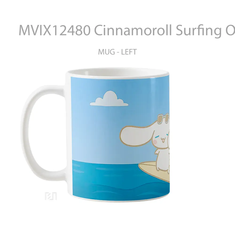 Mug Cinnamoroll Surfing Ocean Vibes Hadiah Lucu dan Menarik - All-side / Desain