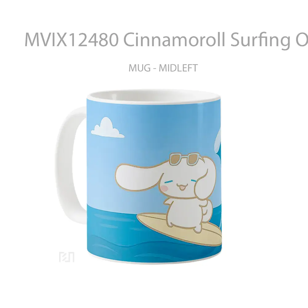 Mug Cinnamoroll Surfing Ocean Vibes Hadiah Lucu dan Menarik - All-side / Desain