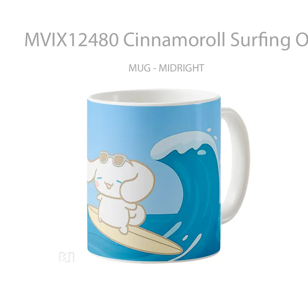 Mug Cinnamoroll Surfing Ocean Vibes Hadiah Lucu dan Menarik - All-side / Desain