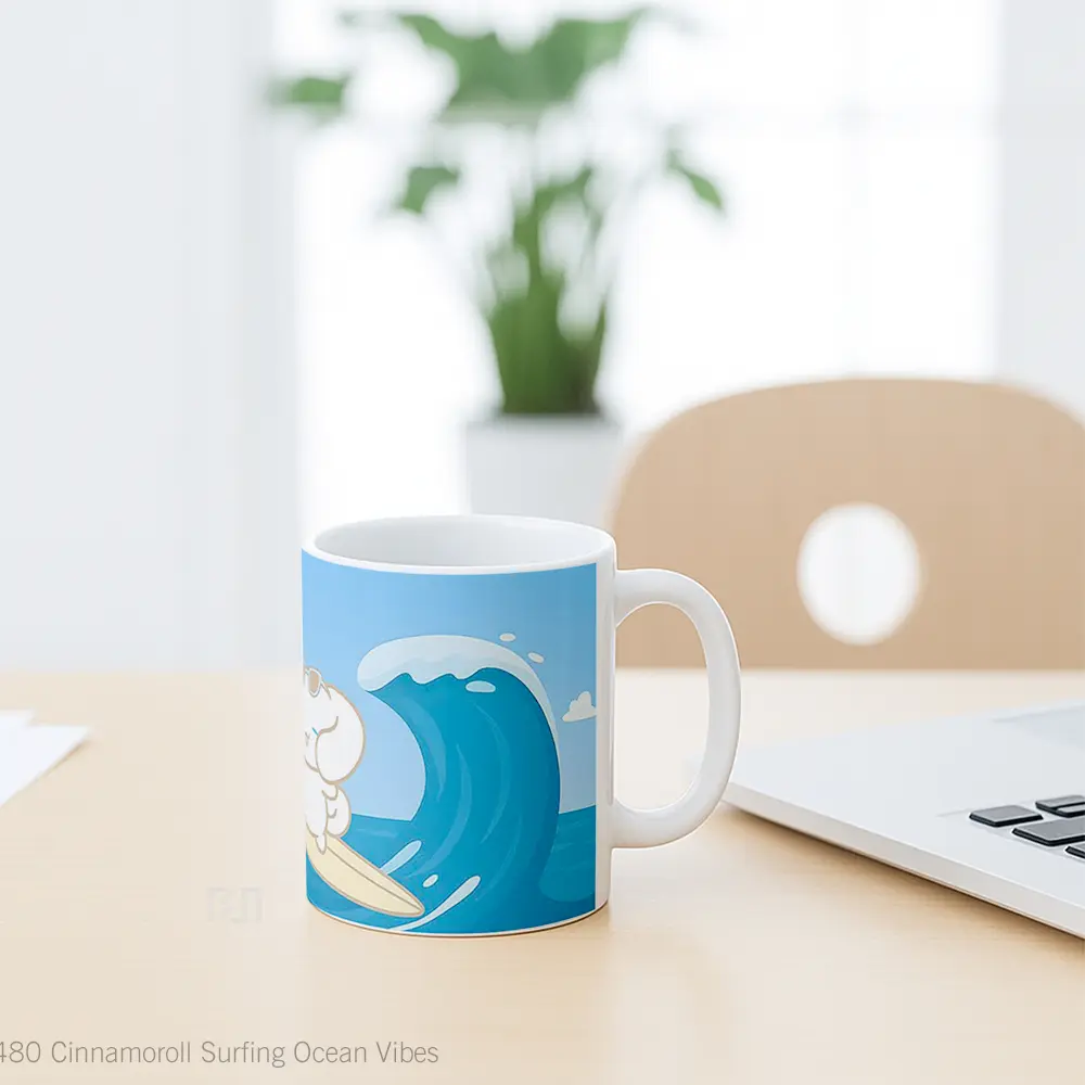 Mug Cinnamoroll Surfing Ocean Vibes Hadiah Lucu dan Menarik - All-side / Desain