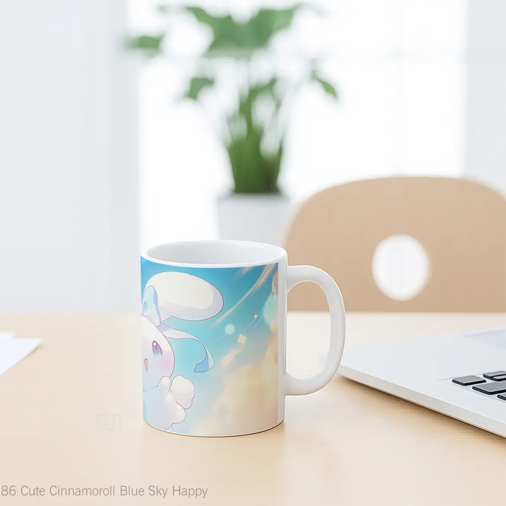 Mug Cute Cinnamoroll Blue Sky Happy Koleksi Mug Limited Edition - All-side / Desain