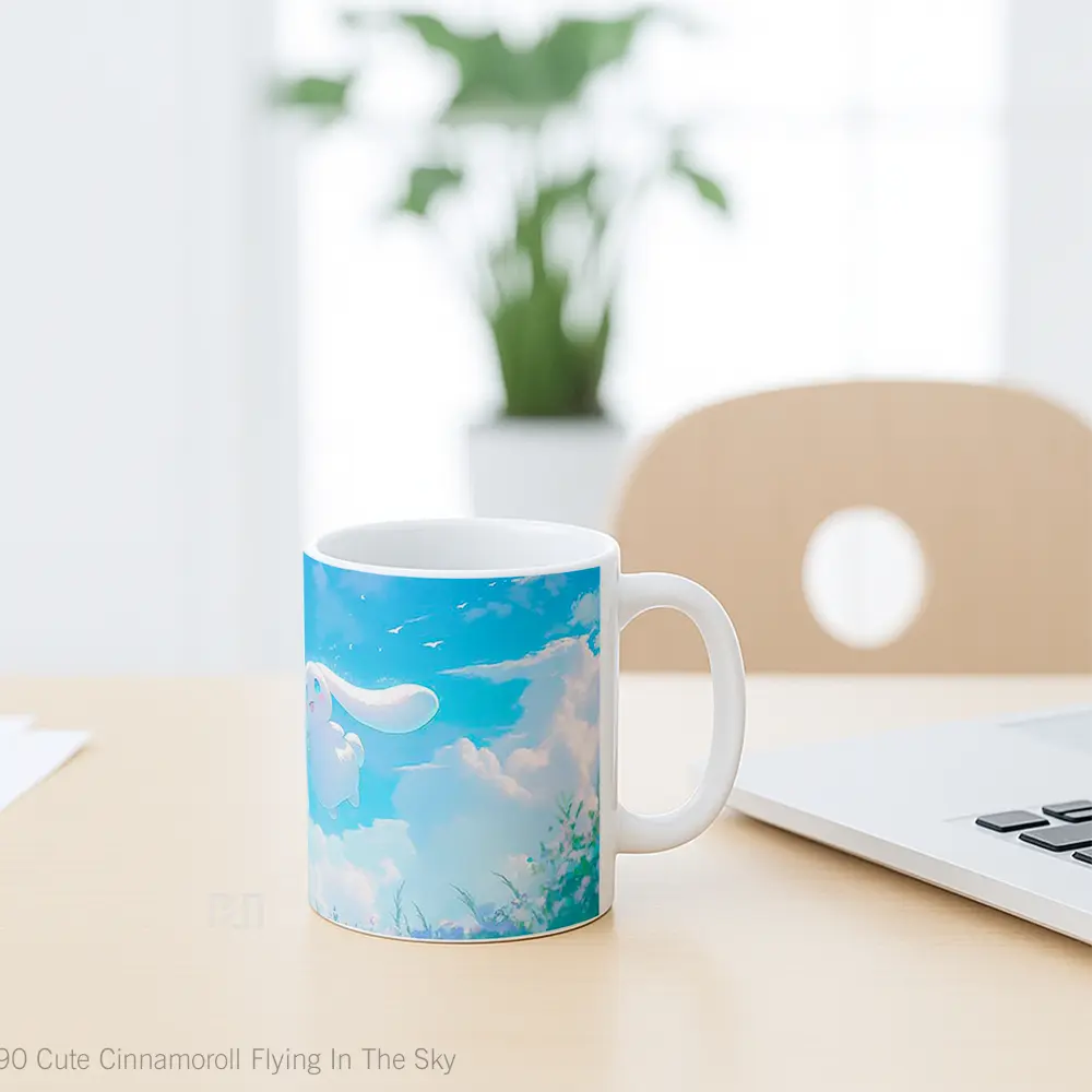 Mug Cute Cinnamoroll Flying In The Sky Gelas Keramik Desain Unik - All-side / Desain