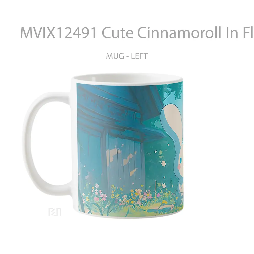 Mug Cute Cinnamoroll In Flower Field Mug Aesthetic Koleksi Spesial - All-side / Desain