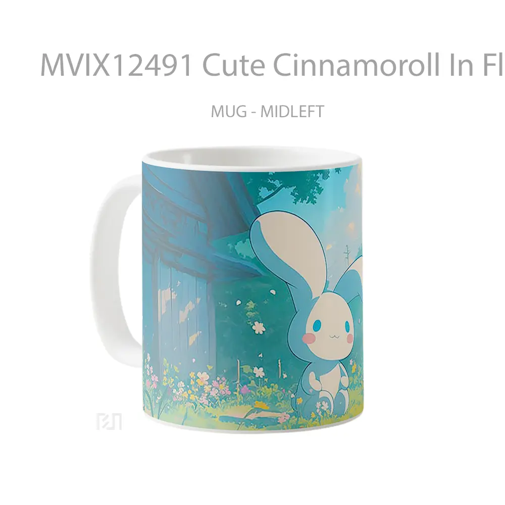 Mug Cute Cinnamoroll In Flower Field Mug Aesthetic Koleksi Spesial - All-side / Desain
