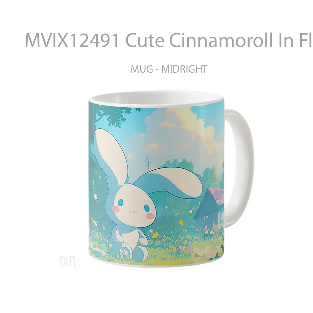 Mug Cute Cinnamoroll In Flower Field Mug Aesthetic Koleksi Spesial - All-side / Desain