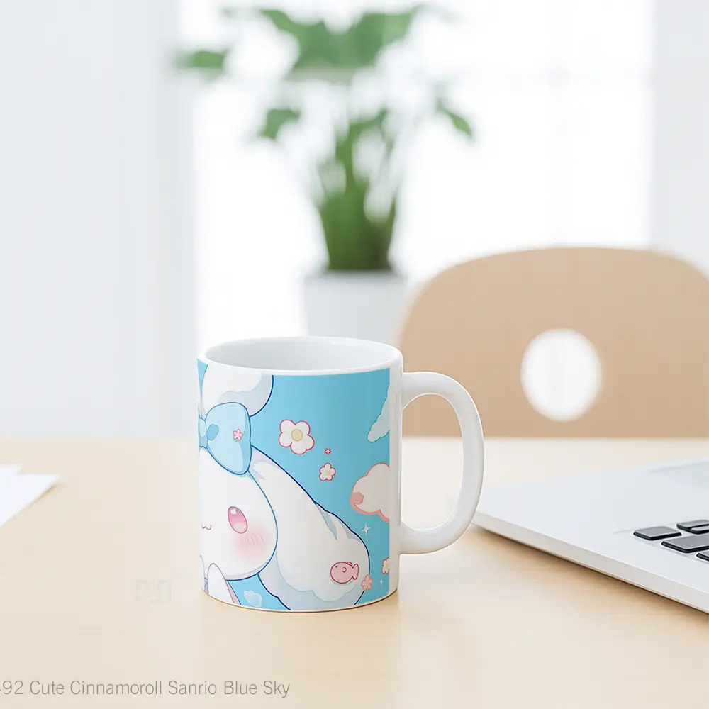 Mug Cute Cinnamoroll Sanrio Blue Sky Gelas Keramik Desain Unik - All-side / Desain