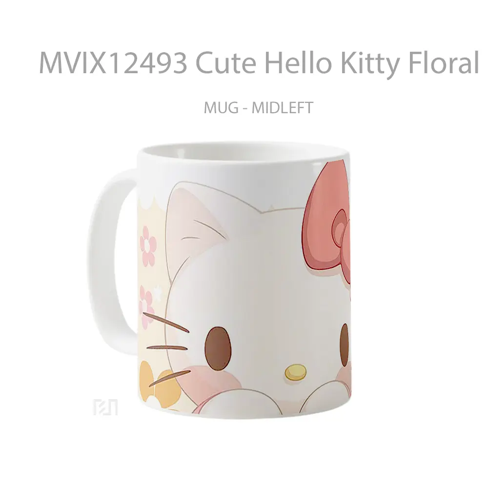 Mug Cute Hello Kitty Floral 1 Koleksi Mug Limited Edition - All-side / Desain
