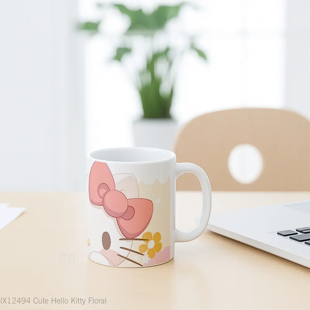 Mug Cute Hello Kitty Floral Hadiah Lucu dan Menarik - All-side / Desain
