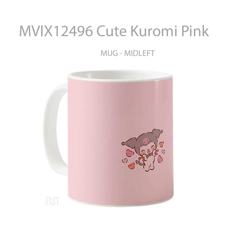 Mug Cute Kuromi Pink Mug Aesthetic Koleksi Spesial - All-side / Desain