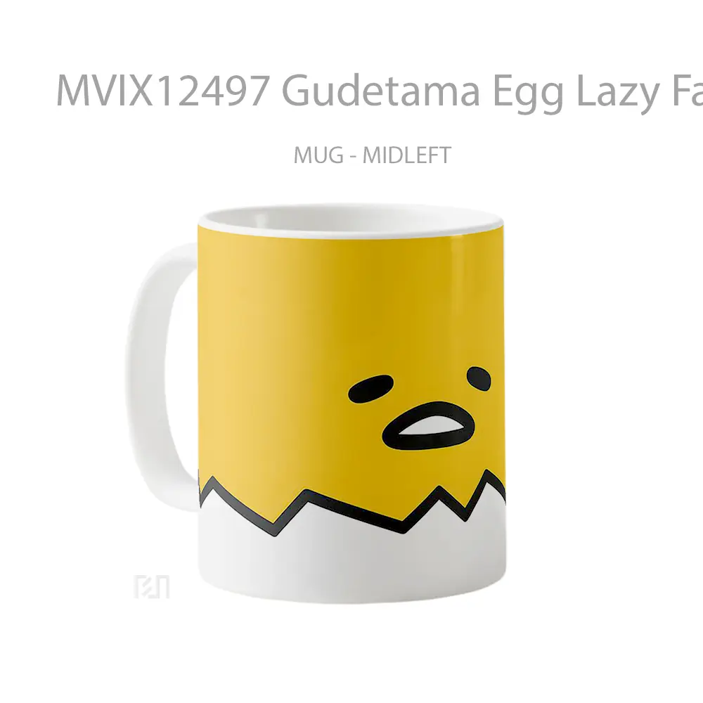 Mug Gudetama Egg Lazy Face Minimalist Hadiah Lucu dan Menarik - All-side / Desain
