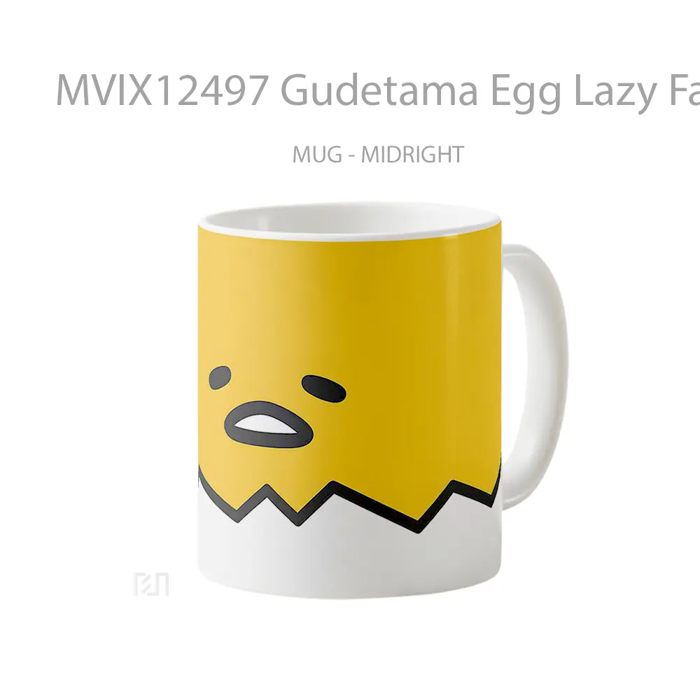 Mug Gudetama Egg Lazy Face Minimalist Hadiah Lucu dan Menarik - All-side / Desain