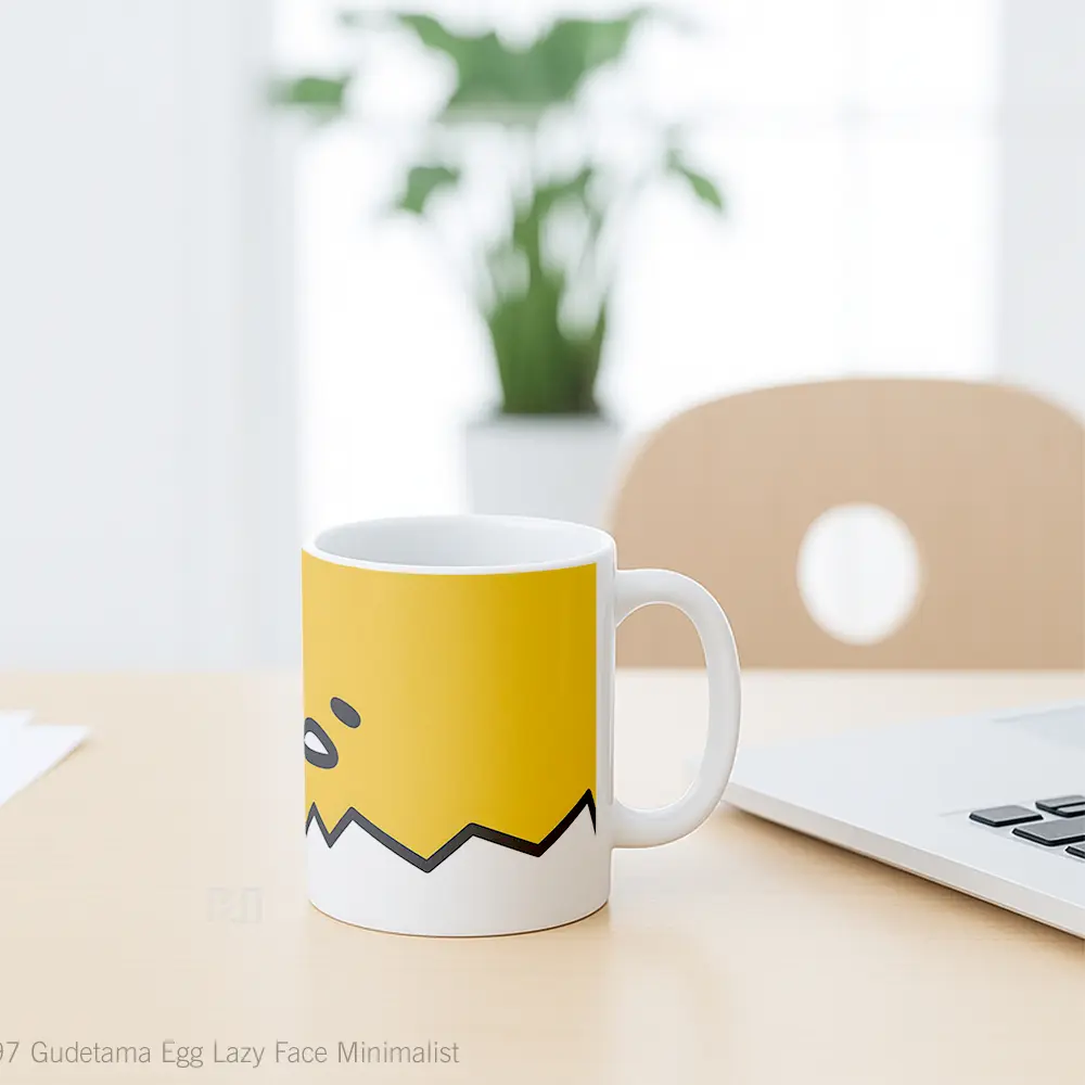 Mug Gudetama Egg Lazy Face Minimalist Hadiah Lucu dan Menarik - All-side / Desain