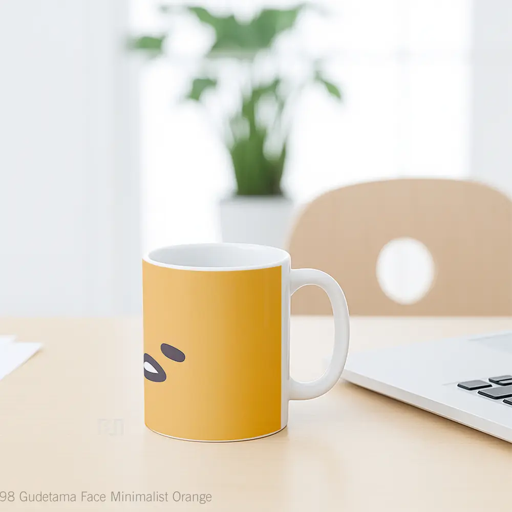 Mug Gudetama Face Minimalist Orange Koleksi Mug Limited Edition - All-side / Desain