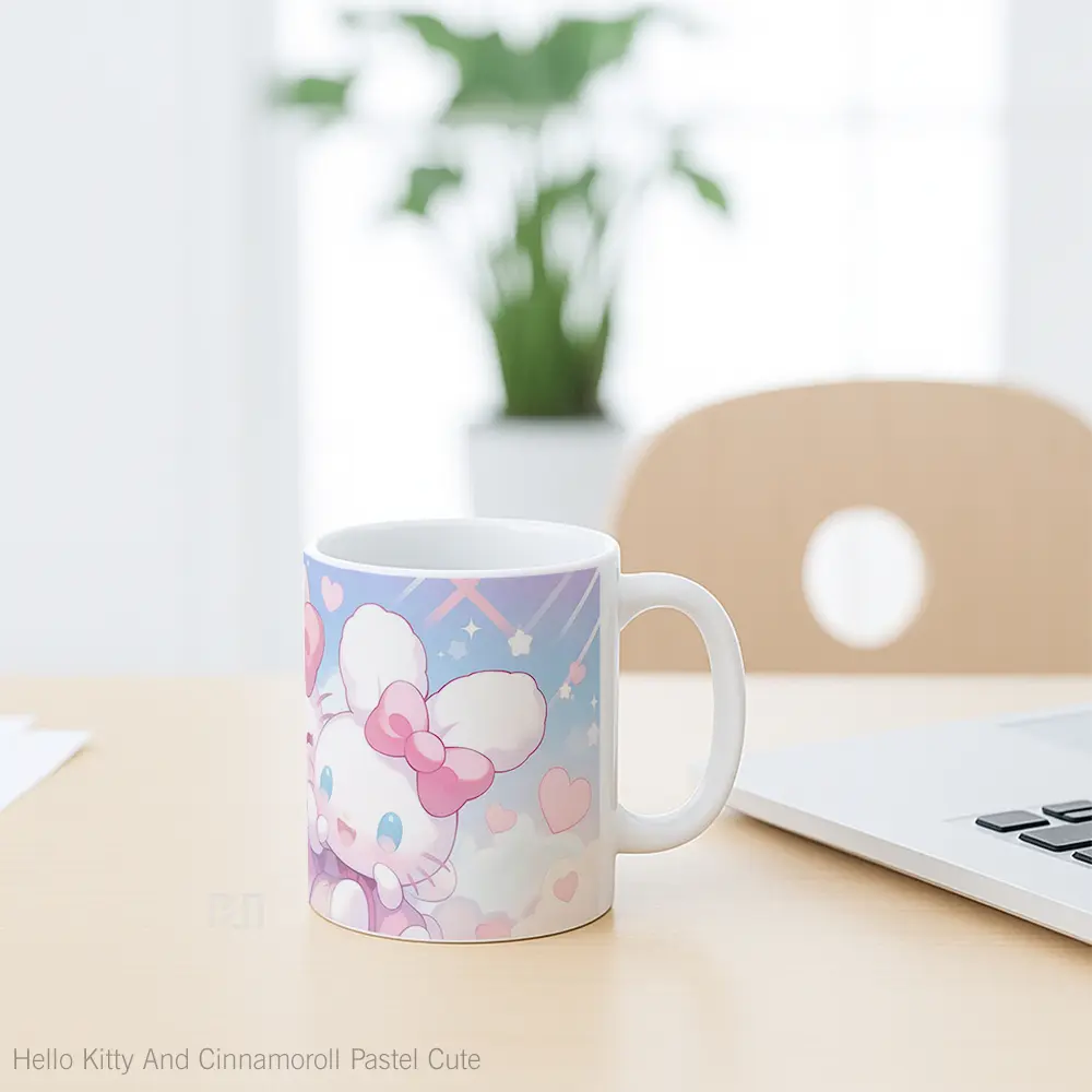 Mug Hello Kitty And Cinnamoroll Pastel Cute Mug Aesthetic Koleksi Spesial - All-side / Desain