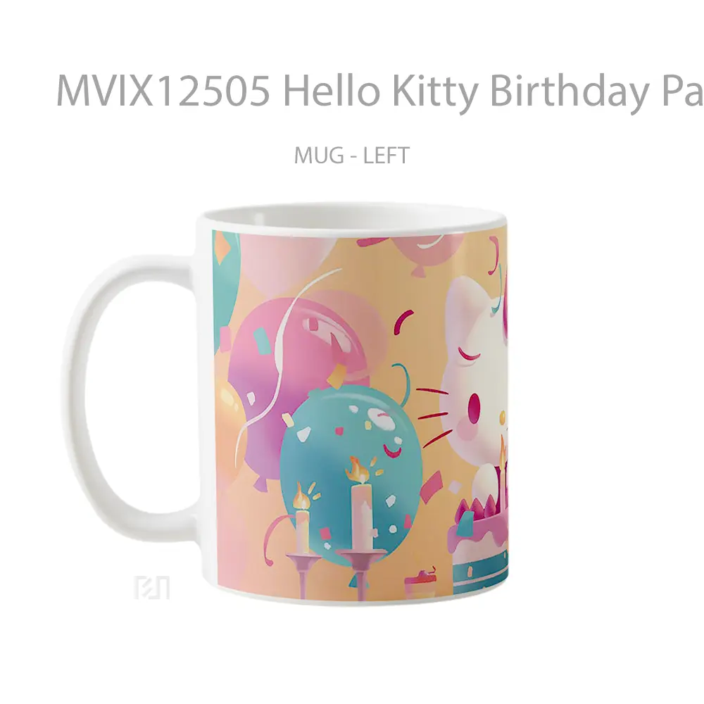 Mug Hello Kitty Birthday Party Festive Gelas Keramik Desain Unik - All-side / Desain