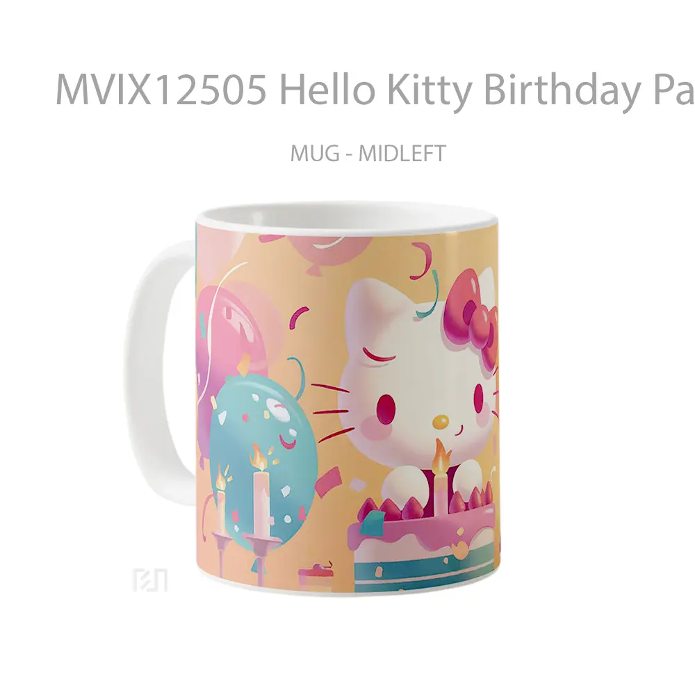 Mug Hello Kitty Birthday Party Festive Gelas Keramik Desain Unik - All-side / Desain