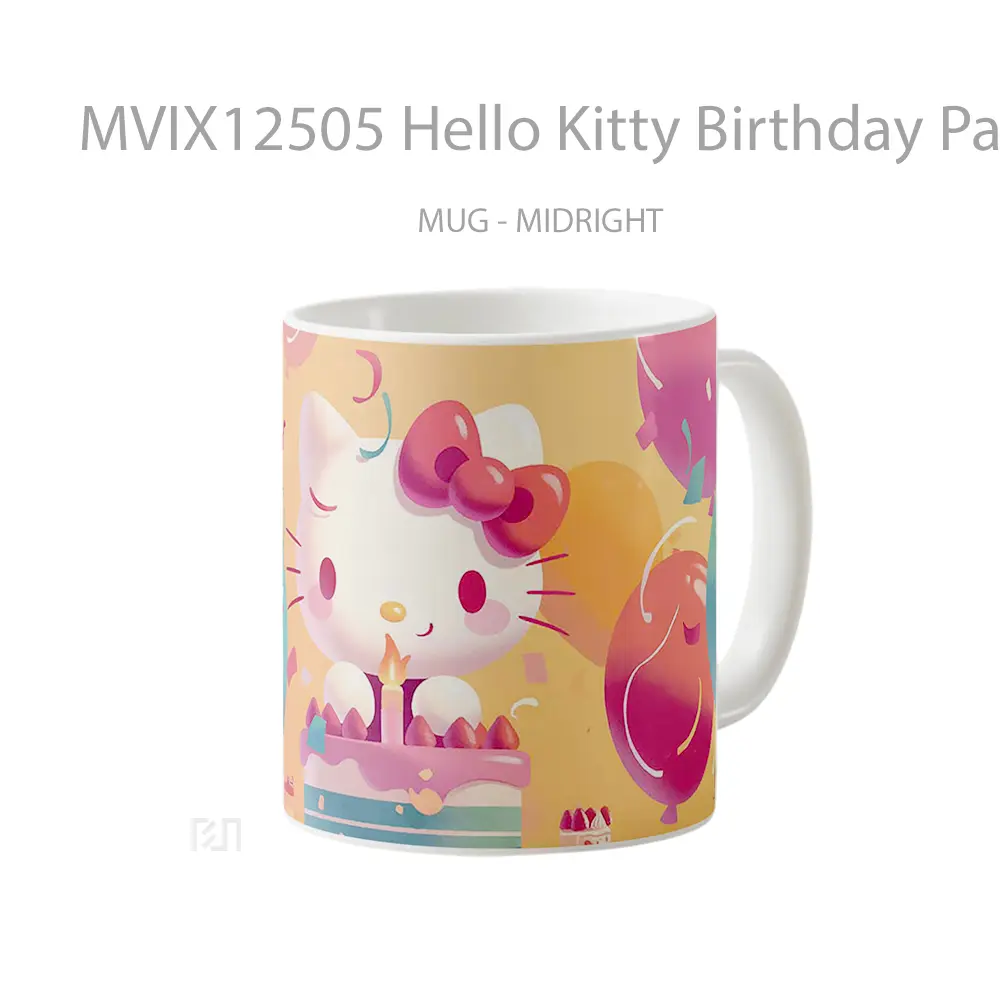 Mug Hello Kitty Birthday Party Festive Gelas Keramik Desain Unik - All-side / Desain