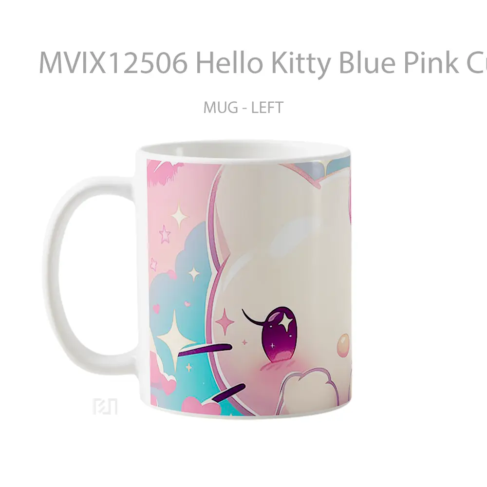 Mug Hello Kitty Blue Pink Cute Koleksi Mug Limited Edition - All-side / Desain