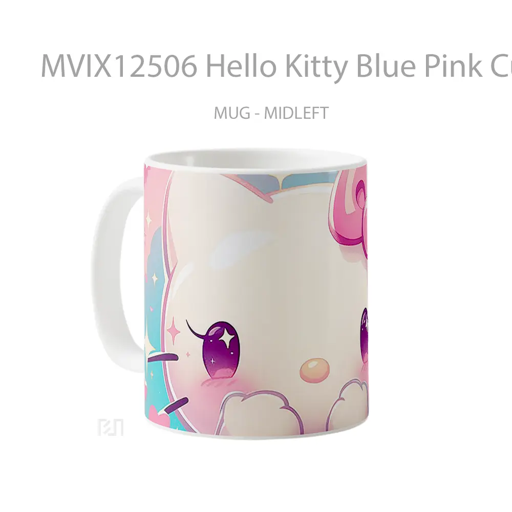 Mug Hello Kitty Blue Pink Cute Koleksi Mug Limited Edition - All-side / Desain