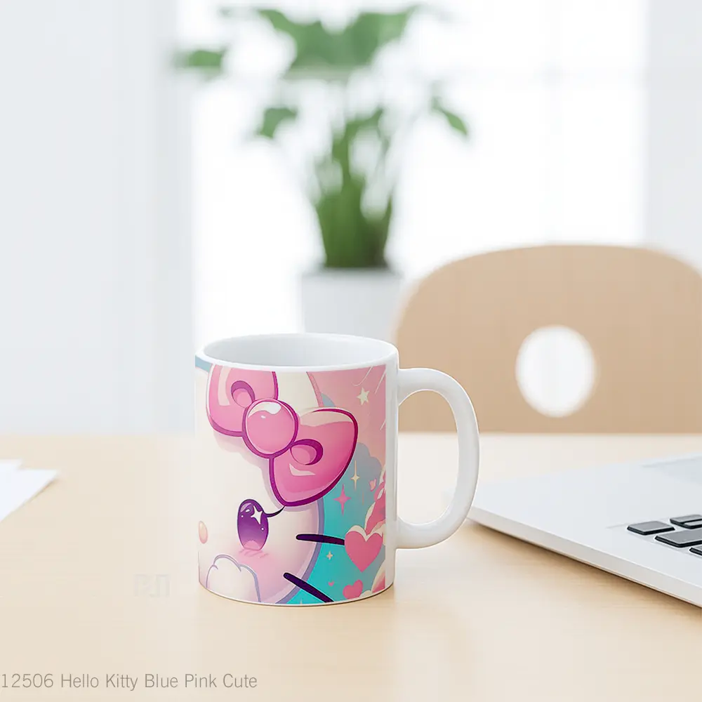 Mug Hello Kitty Blue Pink Cute Koleksi Mug Limited Edition - All-side / Desain
