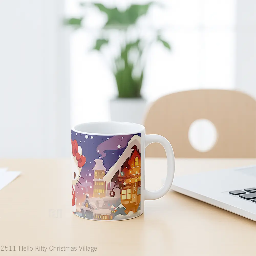Mug Hello Kitty Christmas Village Mug Aesthetic Koleksi Spesial - All-side / Desain