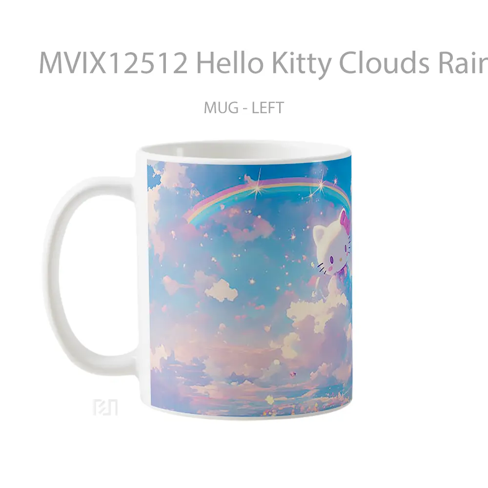 Mug Hello Kitty Clouds Rainbow Koleksi Mug Limited Edition - All-side / Desain