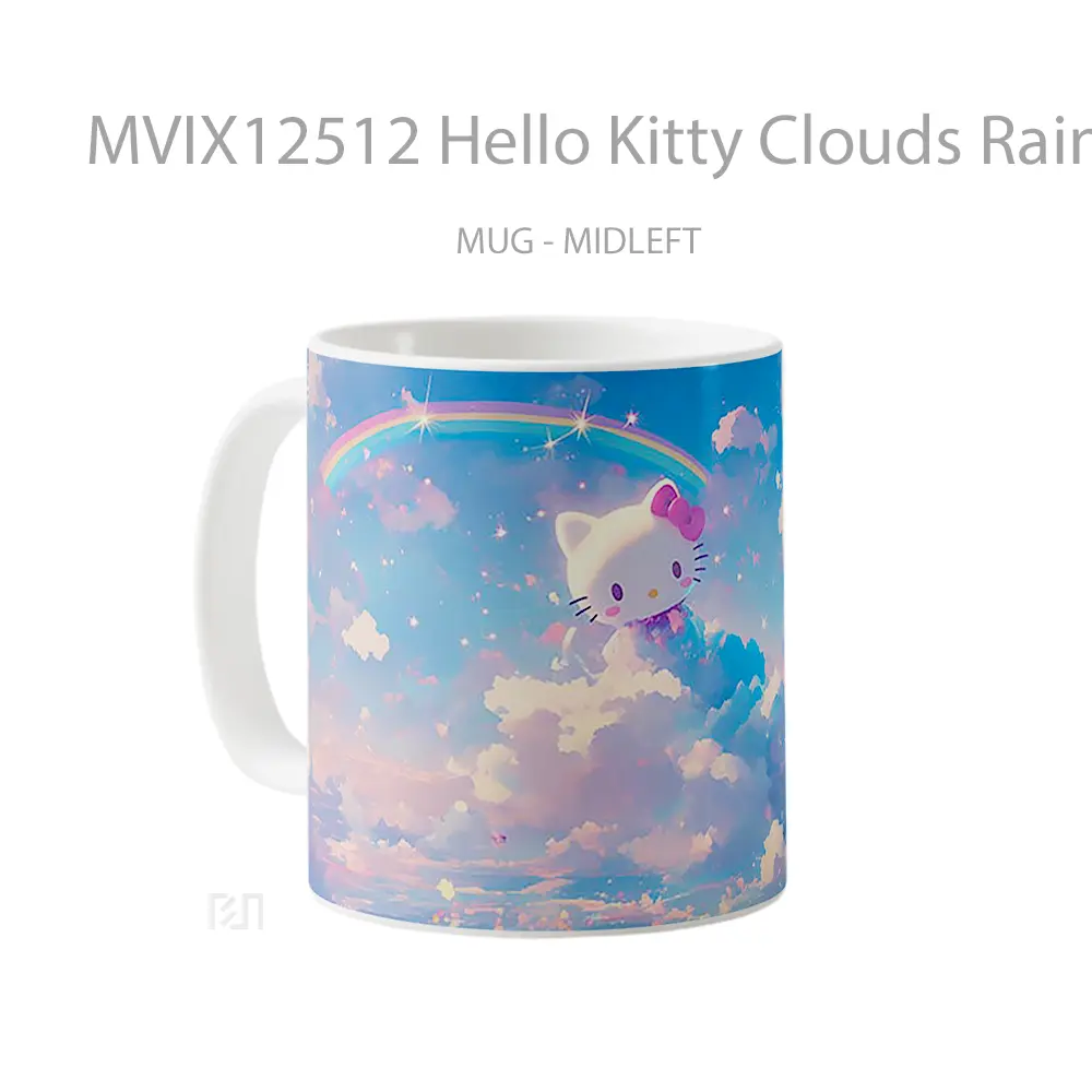 Mug Hello Kitty Clouds Rainbow Koleksi Mug Limited Edition - All-side / Desain