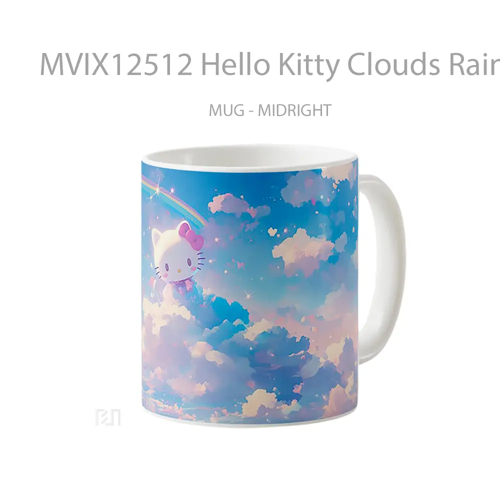 Mug Hello Kitty Clouds Rainbow Koleksi Mug Limited Edition - All-side / Desain
