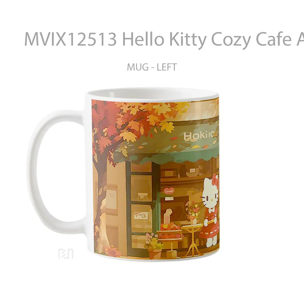 Mug Hello Kitty Cozy Cafe Autumn Vibes Mug Aesthetic Koleksi Spesial - All-side / Desain