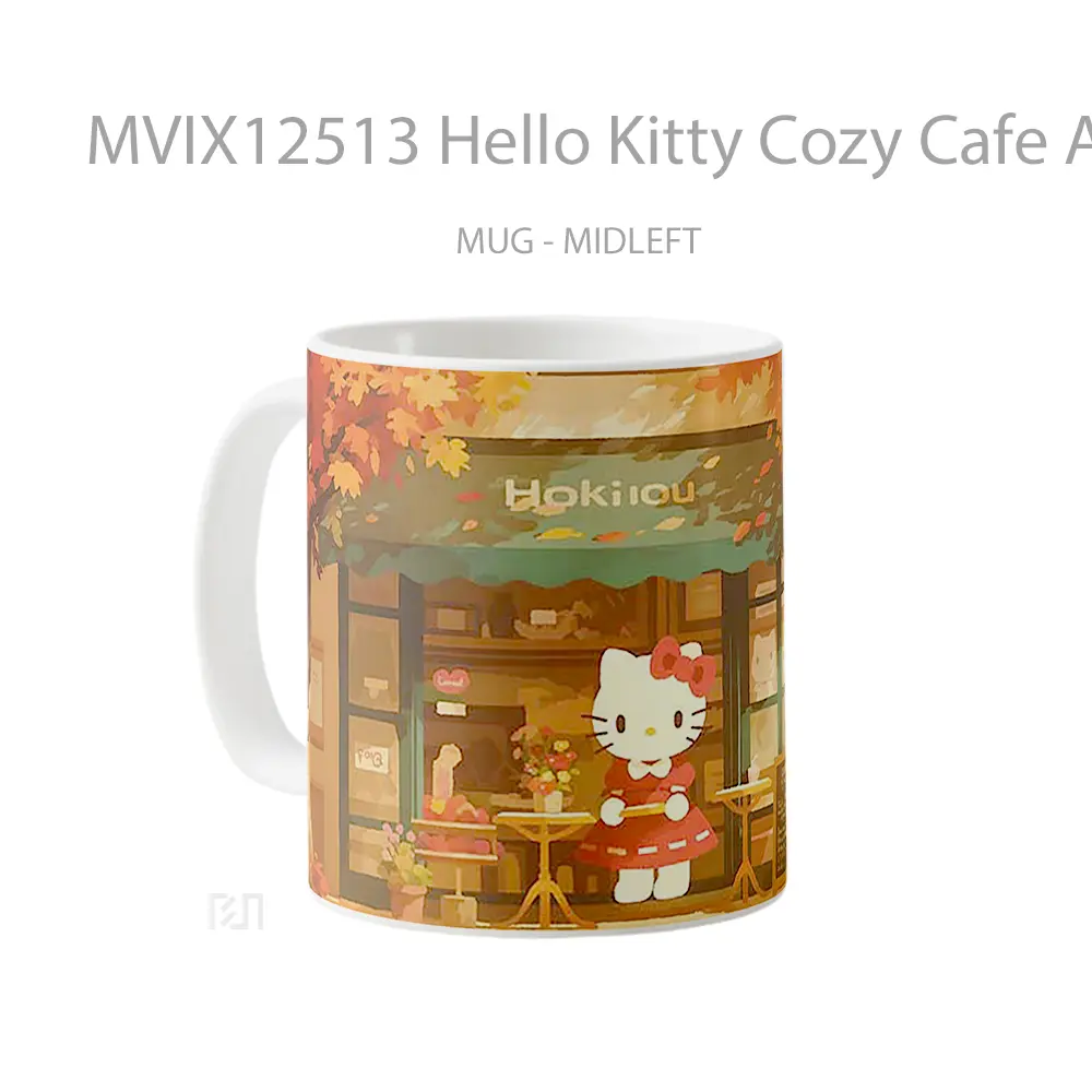 Mug Hello Kitty Cozy Cafe Autumn Vibes Mug Aesthetic Koleksi Spesial - All-side / Desain