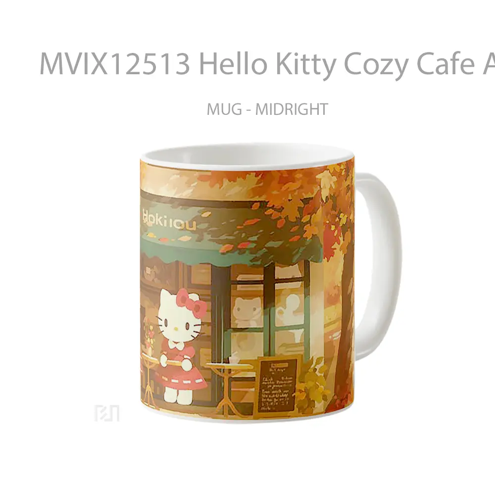 Mug Hello Kitty Cozy Cafe Autumn Vibes Mug Aesthetic Koleksi Spesial - All-side / Desain