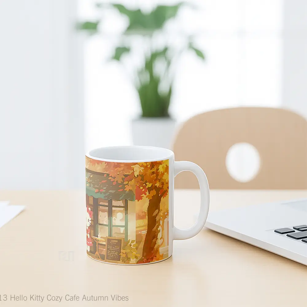 Mug Hello Kitty Cozy Cafe Autumn Vibes Mug Aesthetic Koleksi Spesial - All-side / Desain