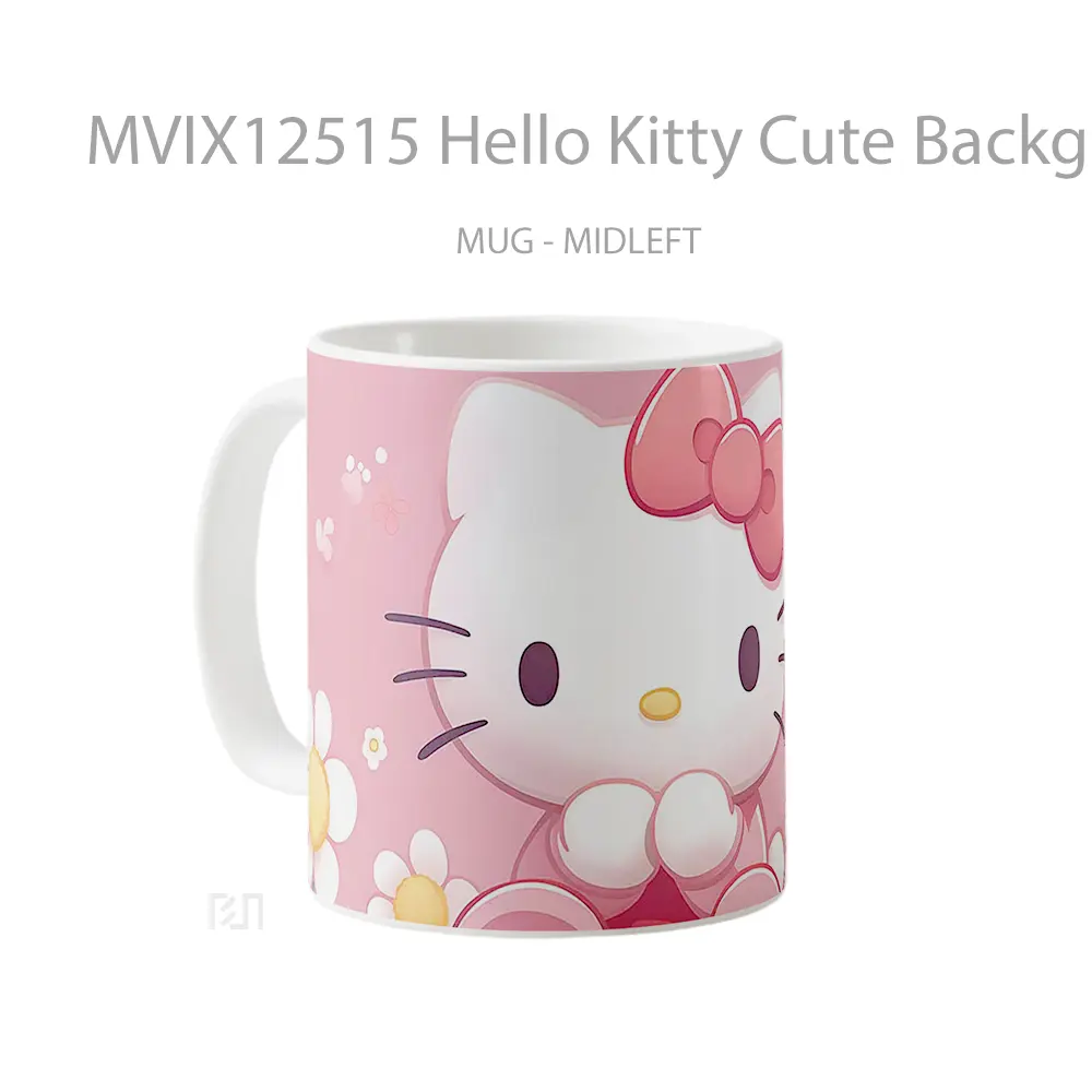 Mug Hello Kitty Cute Background Pc Mug Aesthetic Koleksi Spesial - All-side / Desain
