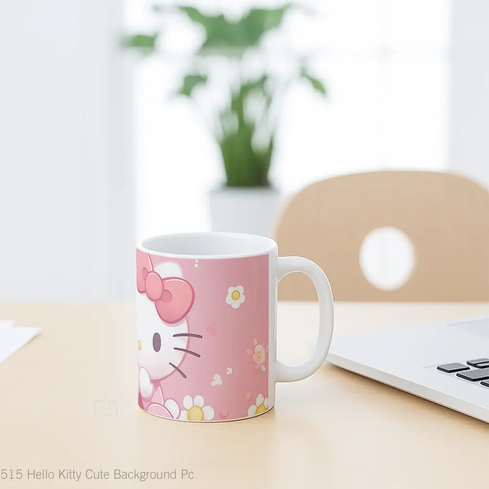 Mug Hello Kitty Cute Background Pc Mug Aesthetic Koleksi Spesial - All-side / Desain